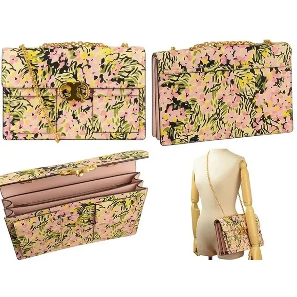 Tory Burch Gemini Link Small Chain Flower Field Shoulderbag